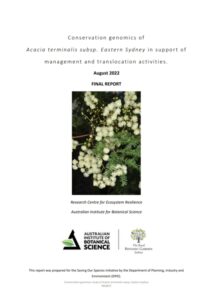 Report cover page for Acacia terminalis subsp. Eastern Sydney ReCER conservation genomics report
