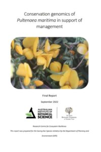 Report cover page for Pultenaea maritima conservation genomics report by ReCER